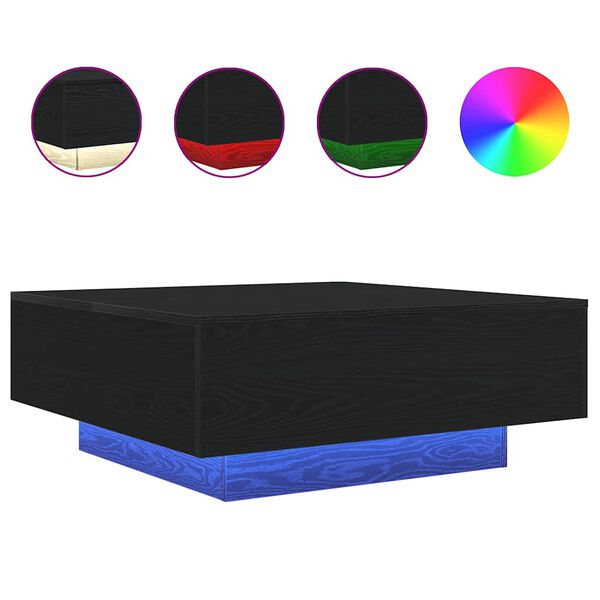 vidaXL Couchtisch Schwarz Eichen-Optik 80 x 80 x 31 cm Holzwerkstoff