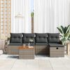 vidaXL Garten-Sofa-Set mit Kissen mit Speicher 6 pcs Grau Poly Rattan