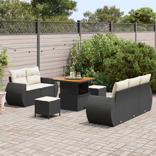 vidaXL Garten-Sofa-Set 8 pcs Schwarz Poly-Rattan