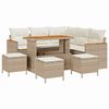 vidaXL Garten-Sofa-Set mit Kissen mit Speicher Beige Poly Rattan