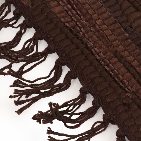 vidaXL Handgewebter Chindi-Teppich Leder 160 x 230 cm Braun