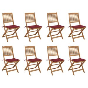 vidaXL Klappbare Gartenst&uuml;hle mit Kissen 8 Stk. Massivholz Akazie