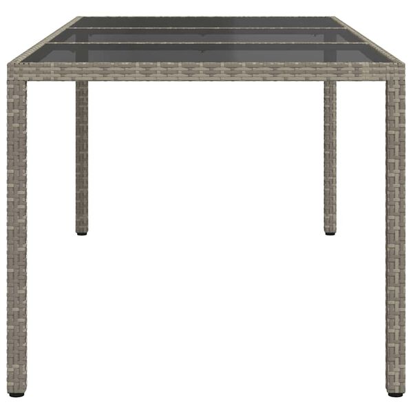 vidaXL Gartentisch Grau 190x90x75 cm Geh&auml;rtetes Glas und Poly Rattan