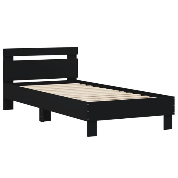 vidaXL Bettgestell mit Kopfteil Schwarz 90x200 cm Holzwerkstoff