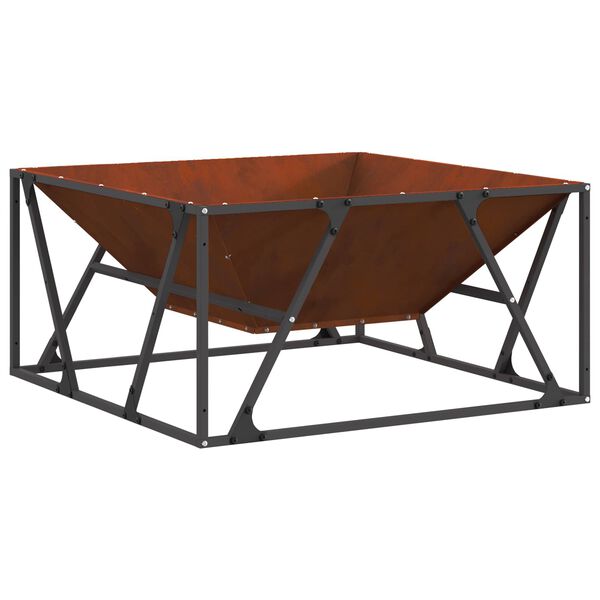 vidaXL Feuerstelle Braun 80 x 80 x 40 cm Wetterfeststahl