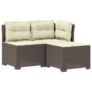vidaXL 3-Sitzer Garten Sofa mit Kissen Rattan-Look 3-Sitzer PP