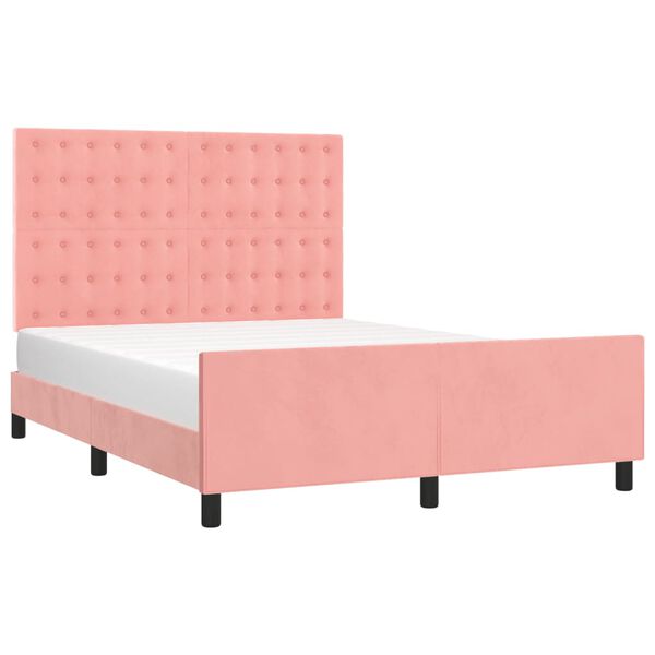 vidaXL Bettgestell mit Kopfteil Rosa 140x200 cm Samt