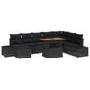vidaXL Gartensofa-set 9 Stk. Schwarz Poly-Rattan