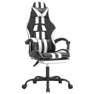 vidaXL Gaming-Stuhl mit Fu&szlig;st&uuml;tze Schwarz und Wei&szlig; Kunstleder