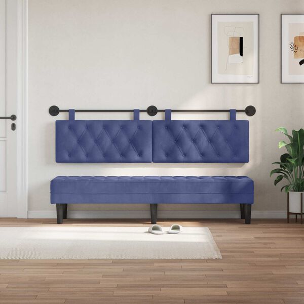 vidaXL H&auml;ngevorderseite Wandmontiert Polizeiblau 170 x 55 x 7 cm Samt