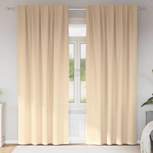 vidaXL Verdunkelungs-Vorh&auml;nge mit Ringen 2 pcs Creme 245 x 140 cm