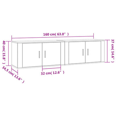 vidaXL TV-Wandschränke 2 Stk. Braun Eichen-Optik 80x34,5x40 cm