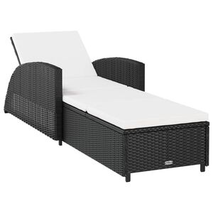 vidaXL Sonnenliege mit Cremeweißer Auflage Poly Rattan Schwarz