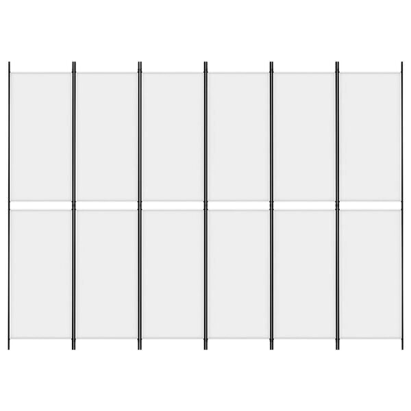 vidaXL 6-tlg. Paravent Wei&szlig; 300x220 cm Stoff