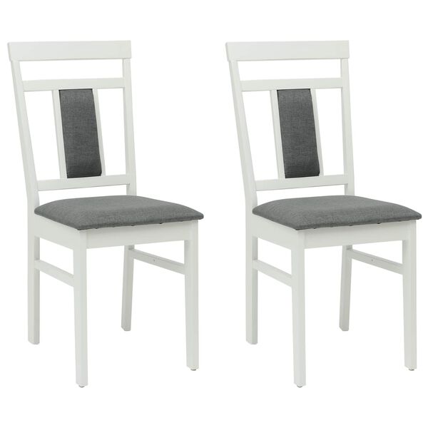vidaXL Esszimmerstuhl 2 pcs Wei&szlig; und Grau Massives Gummiholz