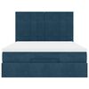 vidaXL Ottoman-Bett mit Matratzen & LEDs Dunkelblau 140x200 cm Samt