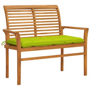 vidaXL Gartenbank mit Hellgr&uuml;ner Auflage 112 cm Massivholz Teak