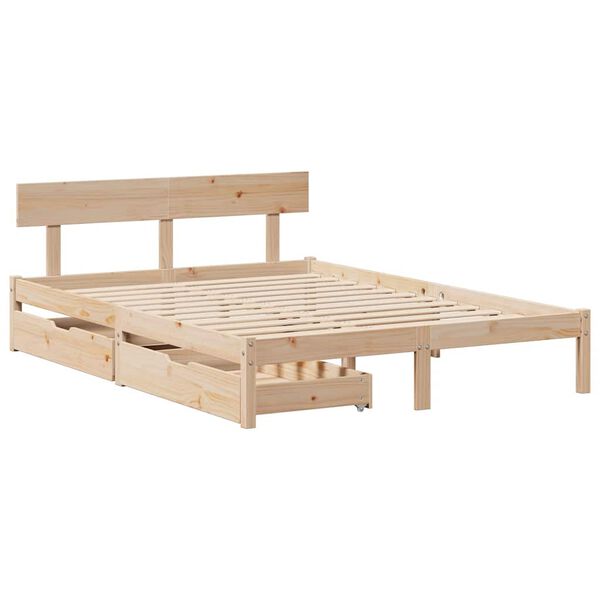 vidaXL Massivholzbett ohne Matratze 140x190 cm Kiefernholz