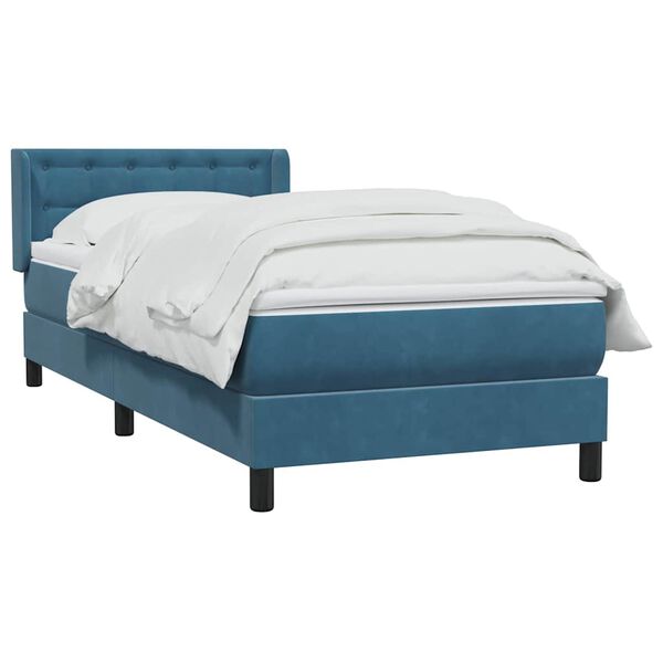 vidaXL Boxspringbett mit Matratze Dunkelblau 100x210 cm Samt