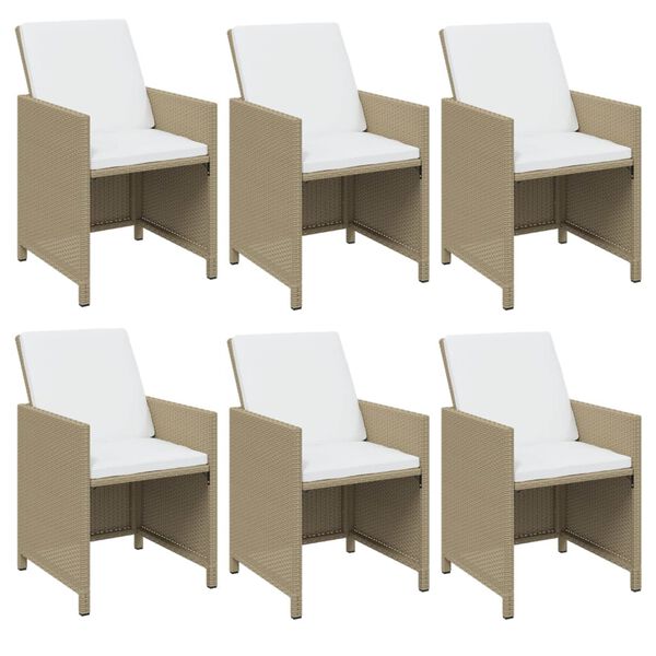 vidaXL 11-tlg. Garten-Essgruppe mit Kissen Poly Rattan Beige