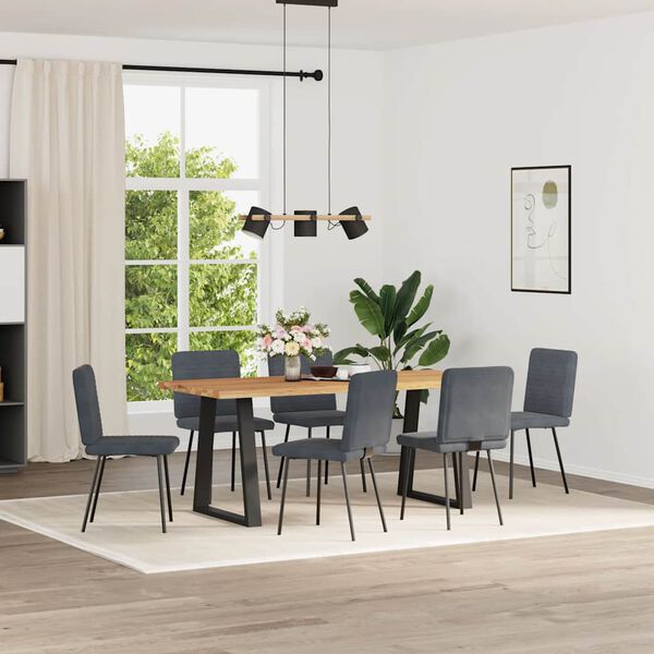 vidaXL Esszimmerst&uuml;hle 6 Stk. Dunkelgrau Samt