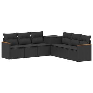 vidaXL Sofa Set 7 stk. Schwarz Polyrattan und Stahl