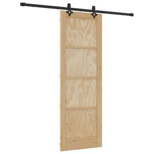vidaXL Schiebet&uuml;r Nat&uuml;rlich und Schwarz 73,5 x 211 cm