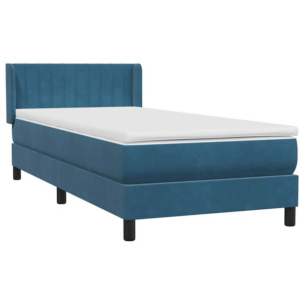 vidaXL Boxspringbett mit Matratze Dunkelblau 80x220 cm Samt