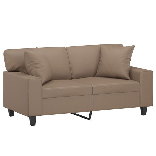 vidaXL 2-Sitzer-Sofa mit Kissen Cappuccino-Braun 120 cm Kunstleder