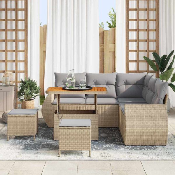 vidaXL Gartensofa-set 8 pcs Beige Poly-Rattan