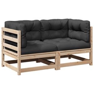 vidaXL 2-tlg. Garten-Sofagarnitur mit Kissen Massivholz Kiefer