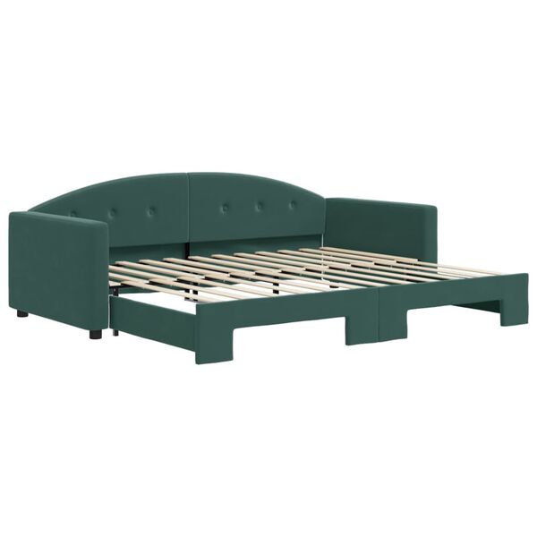 vidaXL Tagesbett Ausziehbar Dunkelgr&uuml;n 90x200 cm Samt