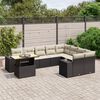vidaXL 10-tlg. Garten-Sofagarnitur mit Kissen Schwarz Poly Rattan