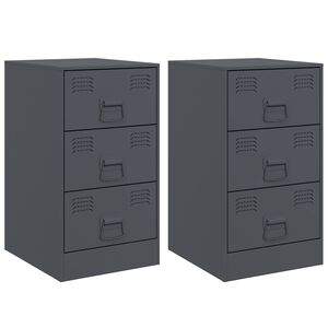 vidaXL Nachttische 2 Stk. Anthrazit 34,5x39x62 cm Stahl