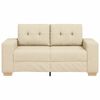 vidaXL | Zweisitzer-Sofa | mit Kissen Creme Stoff