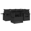 vidaXL 5-tlg. Garten-Sofagarnitur mit Kissen Schwarz Poly Rattan