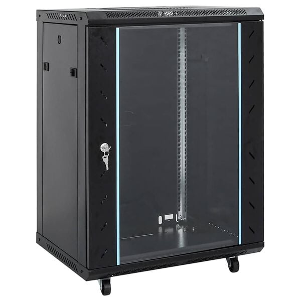 vidaXL 15HE Netzwerkschrank mit Schwenkfüßen 19" IP20 60x45x86 cm