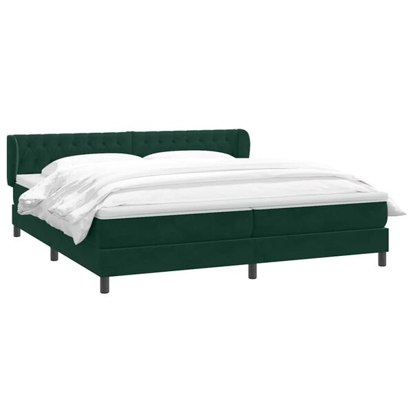 vidaXL Boxspringbett mit Matratzen Dunkelgr&uuml;n 180x210 cm Samt