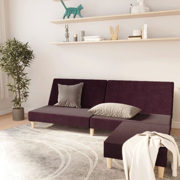 vidaXL Schlafsofa 2-Sitzer mit Fu&szlig;hocker Lila Stoff