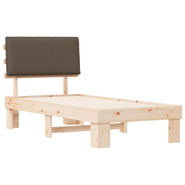 vidaXL Bettgestell mit gepolstertem Kopfteil Taupe 80 x 200 cm