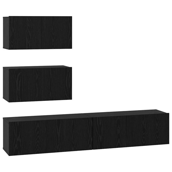 vidaXL TV-Schrankset 4 pcs Schwarz Eichen-Optik Holzwerkstoff