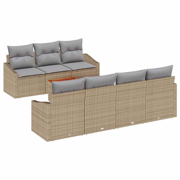 vidaXL Gartensofa-set 8 pcs Beige und Hellgrau Poly-Rattan