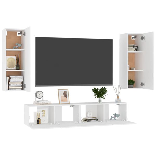 vidaXL 4-tlg. TV-Schrank-Set Wei&szlig; Holzwerkstoff