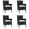 vidaXL 5-tlg. Garten-Essgruppe mit Kissen Schwarz Poly Rattan