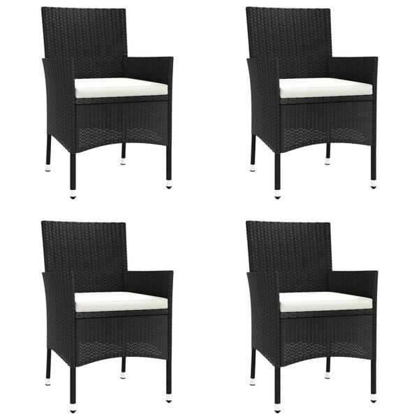 vidaXL 5-tlg. Garten-Essgruppe mit Kissen Schwarz Poly Rattan