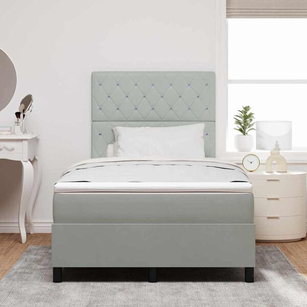vidaXL LED Boxspringbett mit Matratze Hellgrau 120 x 200 cm Stoff