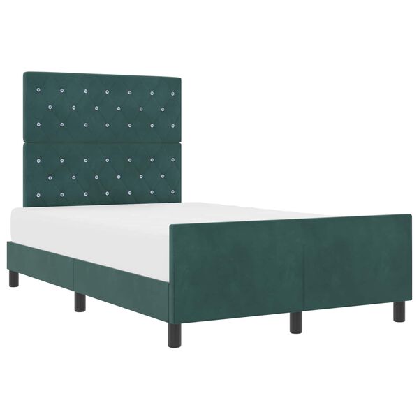 vidaXL Boxspringbett mit Kopfteil Dunkelgr&uuml;n 120 x 200 cm Samt