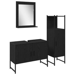 vidaXL Badezimmerm&ouml;bel-Set 3 stk. Schwarz 33 x 33 x 113.5 cm