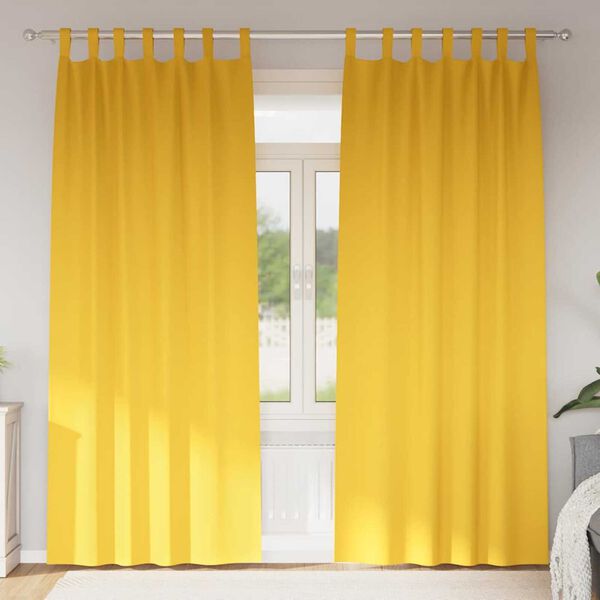 vidaXL Verdunkelungs-Vorh&auml;nge mit Ringen 2 pcs Senfgelb 245 x 140 cm