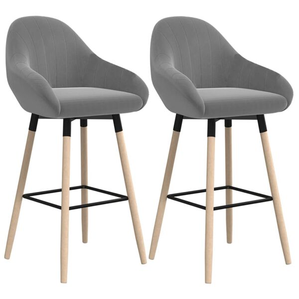vidaXL Barhocker 2 Stk. Hellgrau Stoff